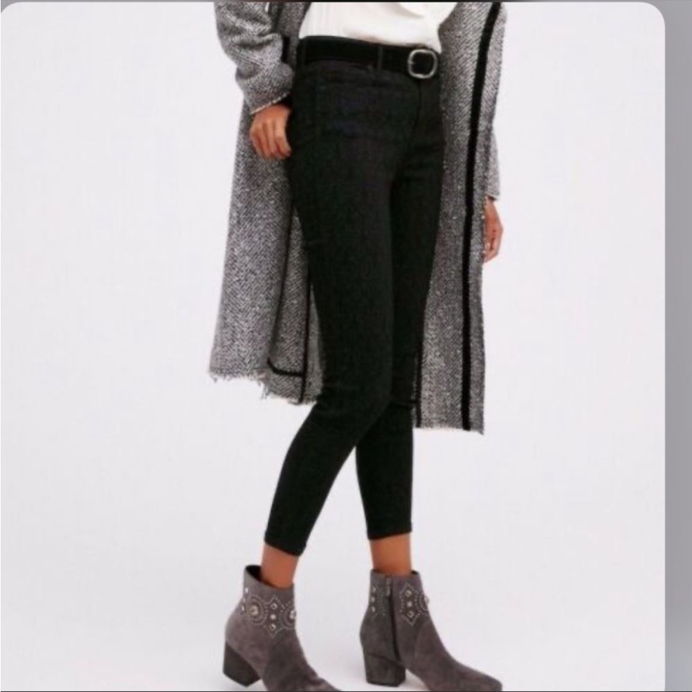 Free People Black Peyton Jacquard Skinny Jeans Sz 28 EUC